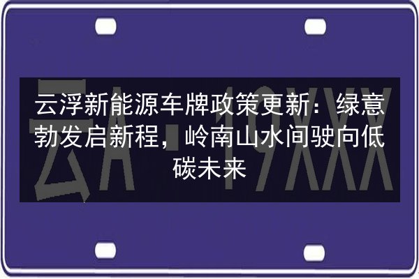 云浮新能源车牌政策更新：绿意勃发启新程，岭南山水间驶向低碳未来