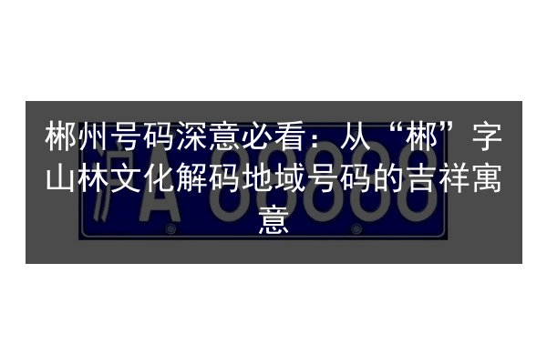 郴州号码深意必看：从“郴”字山林文化解码地域号码的吉祥寓意