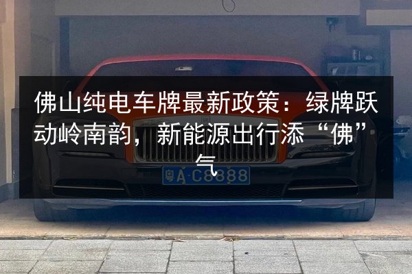 佛山纯电车牌最新政策：绿牌跃动岭南韵，新能源出行添“佛”气