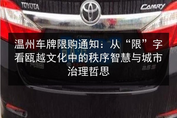 温州车牌限购通知:从“限”字看瓯越文化中的秩序智慧与城市治理哲思 第2张 温州车牌限购通知:从“限”字看瓯越文化中的秩序智慧与城市治理哲思 第2张