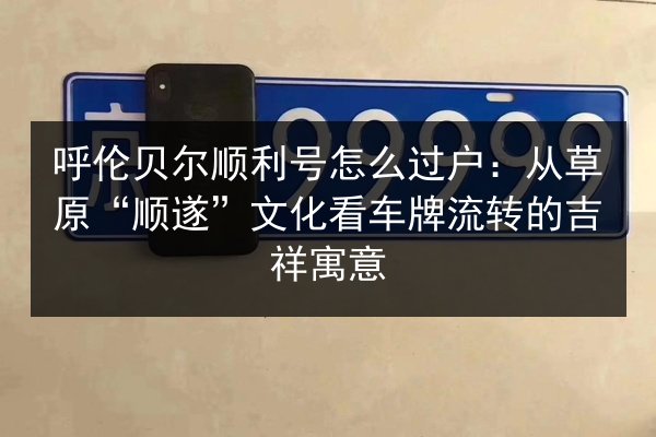 呼伦贝尔顺利号怎么过户：从草原“顺遂”文化看车牌流转的吉祥寓意 第3张