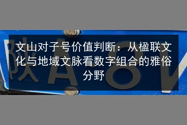 文山对子号价值判断：从楹联文化与地域文脉看数字组合的雅俗分野