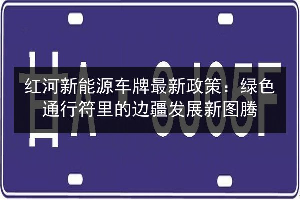 红河新能源车牌最新政策：绿色通行符里的边疆发展新图腾 第2张