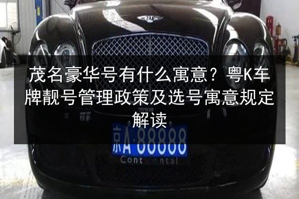 茂名豪华号有什么寓意？粤K车牌靓号管理政策及选号寓意规定解读
