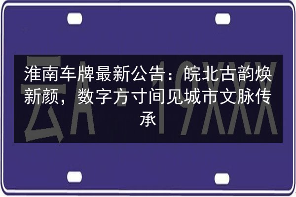 淮南车牌最新公告:皖北古韵焕新颜,数字方寸间见城市文脉传承 第2张 淮南车牌最新公告:皖北古韵焕新颜,数字方寸间见城市文脉传承 第2张