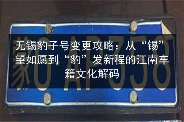 无锡豹子号变更攻略：从“锡”望如愿到“豹”发新程的江南车籍文化解码