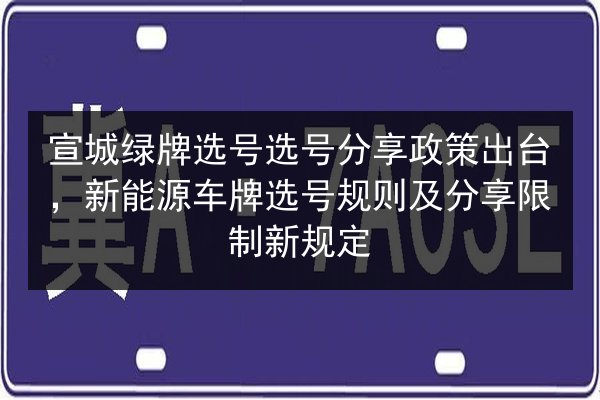 宣城绿牌选号选号分享政策出台，新能源车牌选号规则及分享限制新规定