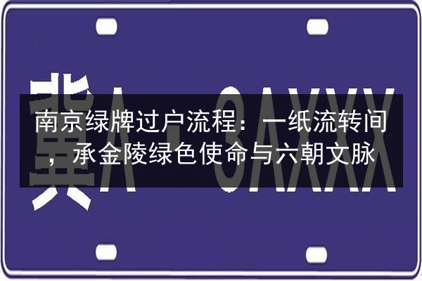 南京绿牌过户流程：一纸流转间，承金陵绿色使命与六朝文脉 第2张