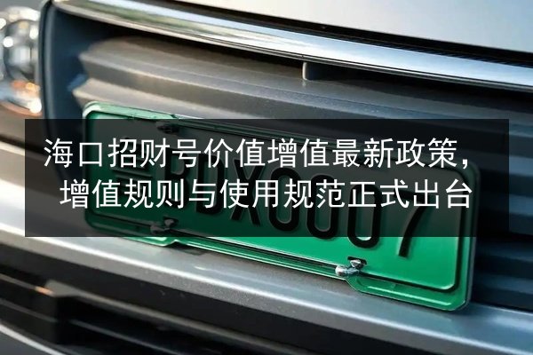 海口招财号价值增值最新政策，增值规则与使用规范正式出台