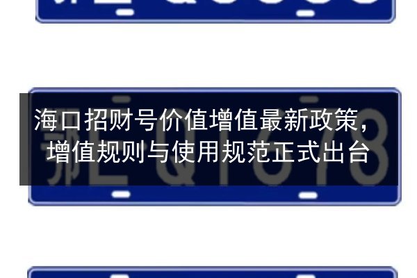海口招财号价值增值最新政策，增值规则与使用规范正式出台 第2张