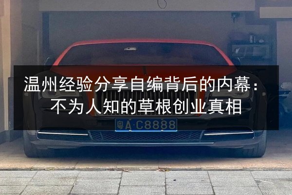 温州经验分享自编背后的内幕：不为人知的草根创业真相