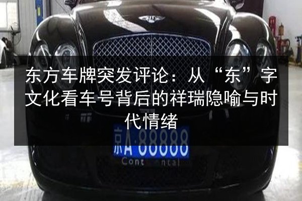 东方车牌突发评论：从“东”字文化看车号背后的祥瑞隐喻与时代情绪 第2张