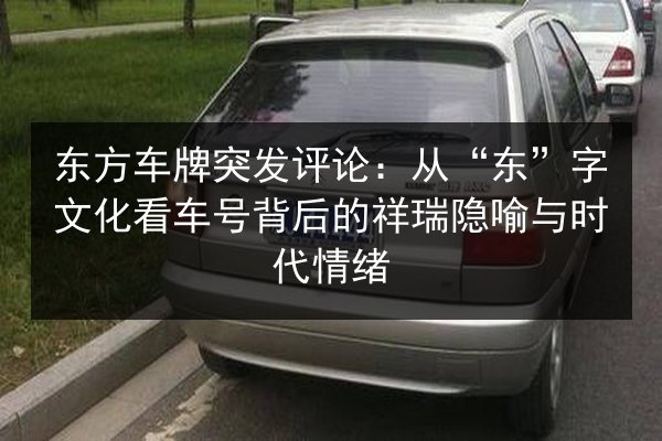 东方车牌突发评论：从“东”字文化看车号背后的祥瑞隐喻与时代情绪 第3张