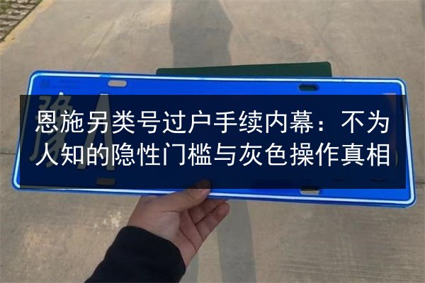 恩施另类号过户手续内幕：不为人知的隐性门槛与灰色操作真相