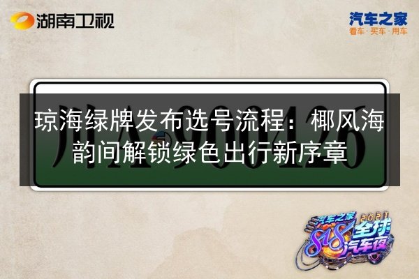 琼海绿牌发布选号流程：椰风海韵间解锁绿色出行新序章 第2张