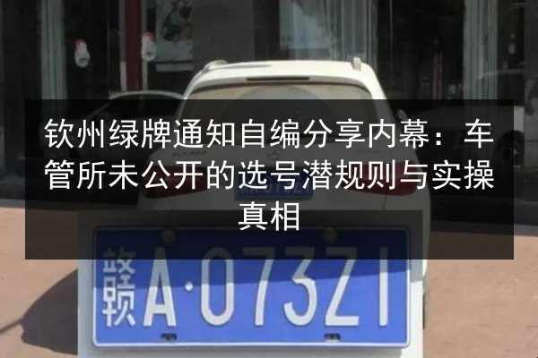 钦州绿牌通知自编分享内幕：车管所未公开的选号潜规则与实操真相