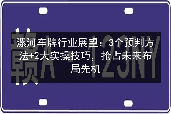漯河车牌行业展望：3个预判方法+2大实操技巧，抢占未来布局先机 第2张