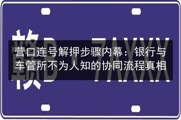 营口连号解押步骤内幕：银行与车管所不为人知的协同流程真相