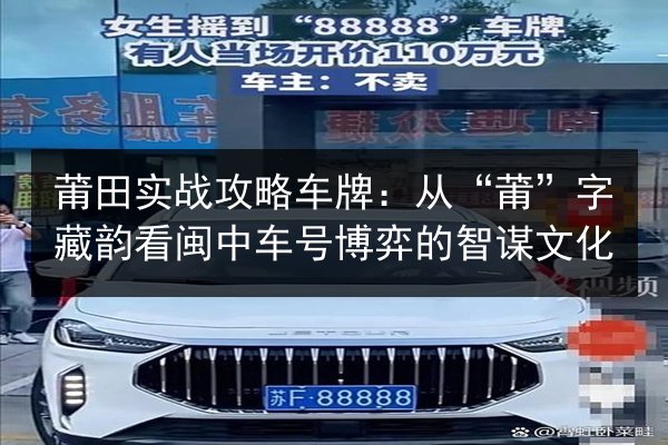 莆田实战攻略车牌：从“莆”字藏韵看闽中车号博弈的智谋文化 第2张
