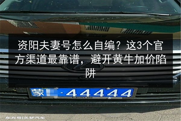 资阳夫妻号怎么自编？这3个官方渠道最靠谱，避开黄牛加价陷阱