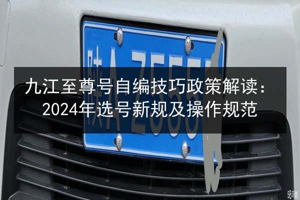 九江至尊号自编技巧政策解读：2024年选号新规及操作规范