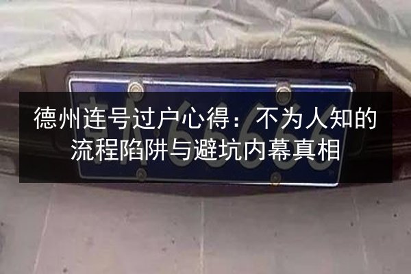 德州连号过户心得：不为人知的流程陷阱与避坑内幕真相