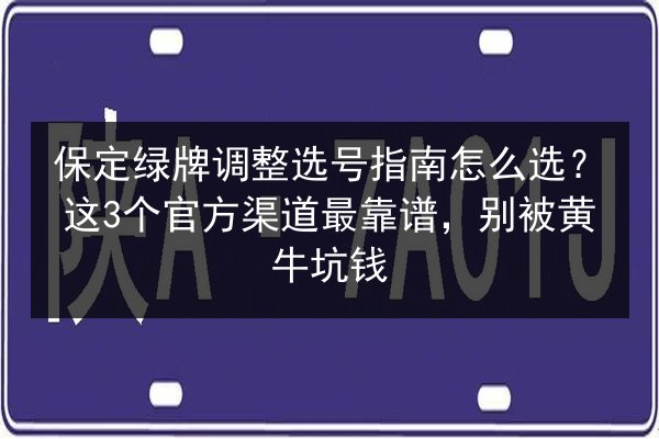 保定绿牌调整选号指南怎么选？这3个官方渠道最靠谱，别被黄牛坑钱 第2张