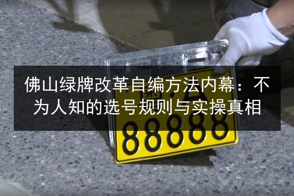 佛山绿牌改革自编方法内幕：不为人知的选号规则与实操真相