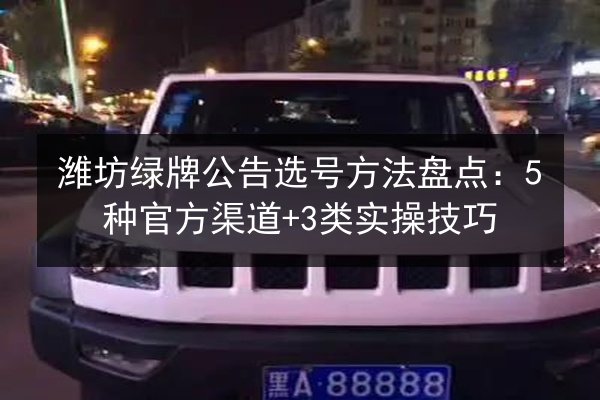 潍坊绿牌公告选号方法盘点：5种官方渠道+3类实操技巧