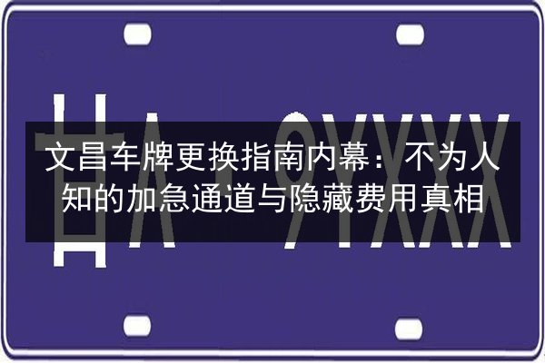 文昌车牌更换指南内幕：不为人知的加急通道与隐藏费用真相