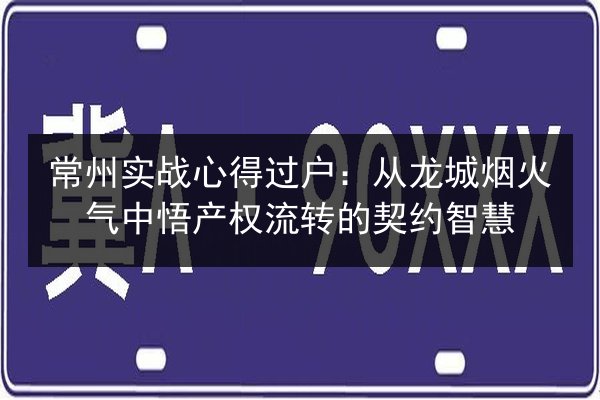 常州实战心得过户：从龙城烟火气中悟产权流转的契约智慧 第2张