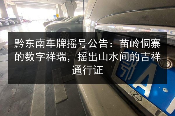 黔东南车牌摇号公告:苗岭侗寨的数字祥瑞,摇出山水间的吉祥通行证 第2张 黔东南车牌摇号公告:苗岭侗寨的数字祥瑞,摇出山水间的吉祥通行证 第2张