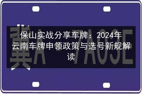 保山实战分享车牌：2024年云南车牌申领政策与选号新规解读