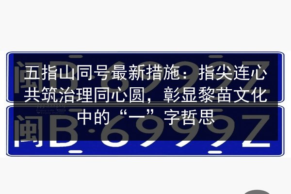 五指山同号最新措施：指尖连心共筑治理同心圆，彰显黎苗文化中的“一”字哲思