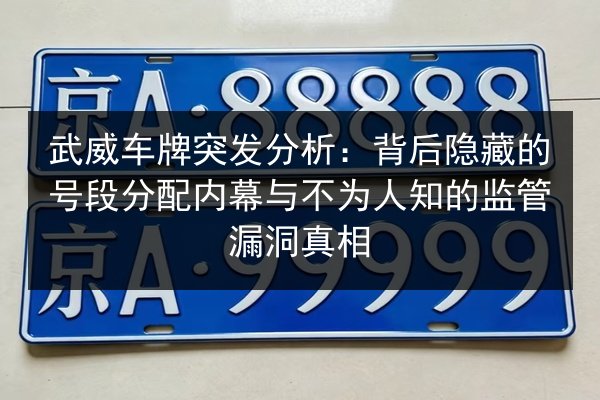 武威车牌突发分析：背后隐藏的号段分配内幕与不为人知的监管漏洞真相