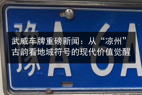 武威车牌重磅新闻:从“凉州”古韵看地域符号的现代价值觉醒 第2张 武威车牌重磅新闻:从“凉州”古韵看地域符号的现代价值觉醒 第2张