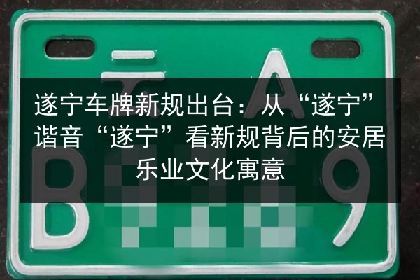 遂宁车牌新规出台:从“遂宁”谐音“遂宁”看新规背后的安居乐业文化寓意 第2张 遂宁车牌新规出台:从“遂宁”谐音“遂宁”看新规背后的安居乐业文化寓意 第2张