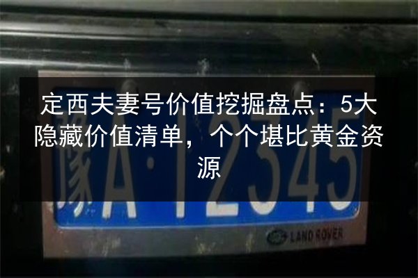 定西夫妻号价值挖掘盘点：5大隐藏价值清单，个个堪比黄金资源