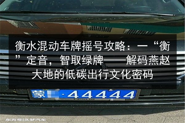 衡水混动车牌摇号攻略：一“衡”定音，智取绿牌——解码燕赵大地的低碳出行文化密码