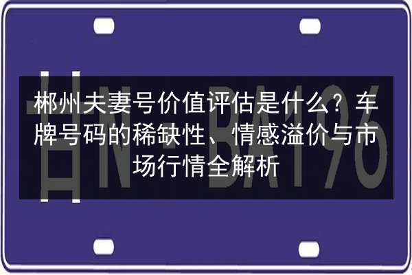 郴州夫妻号价值评估是什么？车牌号码的稀缺性、情感溢价与市场行情全解析