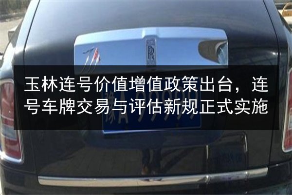 玉林连号价值增值政策出台，连号车牌交易与评估新规正式实施