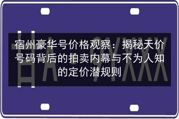 宿州豪华号价格观察：揭秘天价号码背后的拍卖内幕与不为人知的定价潜规则