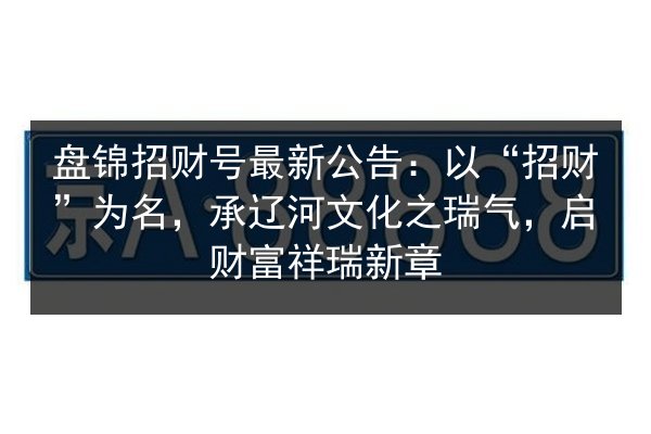 盘锦招财号最新公告：以“招财”为名，承辽河文化之瑞气，启财富祥瑞新章 第2张