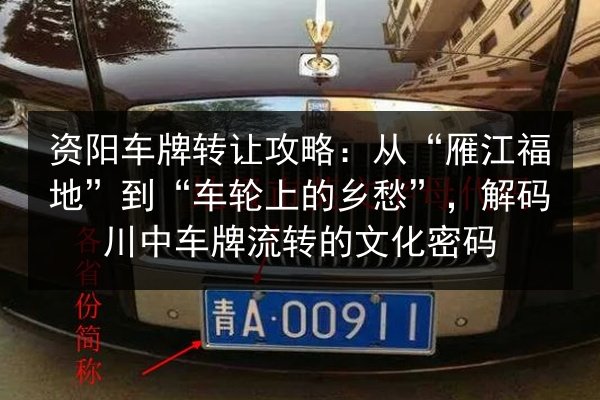 资阳车牌转让攻略:从“雁江福地”到“车轮上的乡愁”,解码川中车牌流转的文化密码 第2张 资阳车牌转让攻略:从“雁江福地”到“车轮上的乡愁”,解码川中车牌流转的文化密码 第2张