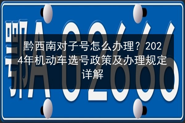 黔西南对子号怎么办理?2024年机动车选号政策及办理规定详解 第3张 黔西南对子号怎么办理?2024年机动车选号政策及办理规定详解 第3张
