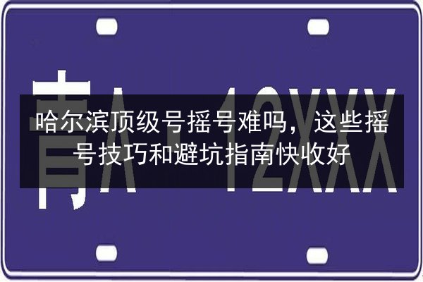 哈尔滨顶级号摇号难吗，这些摇号技巧和避坑指南快收好