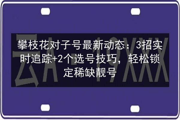 攀枝花对子号最新动态：3招实时追踪+2个选号技巧，轻松锁定稀缺靓号