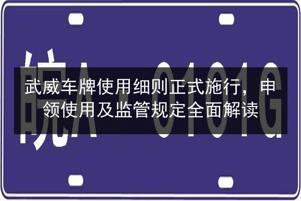 武威车牌使用细则正式施行,申领使用及监管规定全面解读 第3张 武威车牌使用细则正式施行,申领使用及监管规定全面解读 第3张
