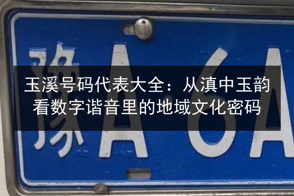 玉溪号码代表大全：从滇中玉韵看数字谐音里的地域文化密码 第3张