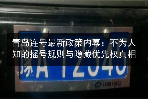 青岛连号最新政策内幕:不为人知的摇号规则与隐藏优先权真相 第3张 青岛连号最新政策内幕:不为人知的摇号规则与隐藏优先权真相 第3张